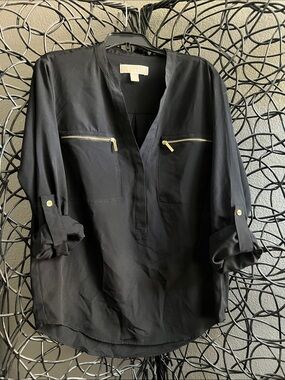 Michael Kors Black Lightweight Zip-Pocket Shirt Jacket
